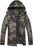 GIISAM Mens Windproof Jacket Waterproof Lightweight Mountain Sport Jacket for Men Hooded Windbreaker Raincoat, Green Camo, Large