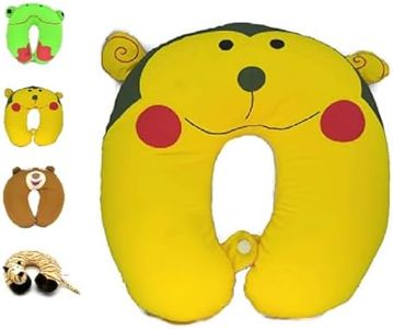 JERN Cartoon Headrest & Neck Pillow for Kids Boys & Girls, Teens, Travel Accessories for Airplane, Car, Recline, Cute Travel Pillow (Yellow)