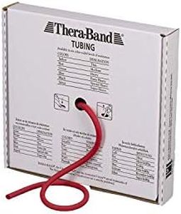 TheraBand Professional Latex Resistance Tubing For Upper Body, Lower Body, and Core Exercise, Physical Therapy, Lower Pilates, At-Home Workouts, and Rehab, 25 Foot, Red, Medium, Beginner Level 3