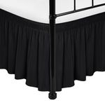 Biscaynebay Wrap Around Bed Skirts with Split Corners for Full Beds 14" Drop, Black Elastic Dust Ruffles Adjustable Easy Fit Wrinkle & Fade Resistant Silky Luxurious Fabric Machine Washable