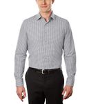 Kenneth Cole Unlisted Men's Dress Shirt Slim Fit Checks and Stripes (Patterned), Grey, 18"-18.5" Neck 36"-37" Sleeve