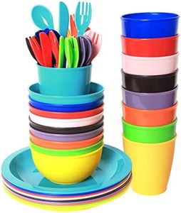 Youngever 54 Piezas Vajilla para Niños de Plástico, Cuencos para Niños, Tazas para Niños, Platos para Niños en 9 Colores Surtidos