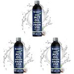 Carbamide Forte Pure MCT Oil C8 From USA | 100% Coconut Source | Keto & Paleo Friendly - 500ml Vegetarian Oil (Pack of 3)