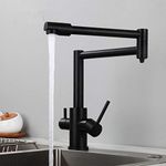 YHSGY Kitchen Taps Black Kitchen Faucet Solid Brass Crane Kitchen Deck Mounted Water Filter Tap Three-Way Sink Mixer 3 Way Foldable Nickel Brushed