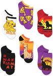 The Lion King Teen Womens 6 pack Socks (9-11 / Shoe: 4-10 Black/Purple/Multi)