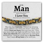 Love You This Much To My Man Steel Twist Bracelet, Mens Gift for Him, Birthday Gift for Husband from Wife, Boyfriend Gift for Him, Fiance Gift for Him, Large, Stainless Steel, stainless steel