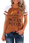 SUWATOIN Hocus Pocus Shirts Womens Halloween Shirt Sanderson Witch Broom Graphic Tshirt Raglan Color Block Tops