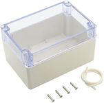 LeMotech ABS Plastic Junction Box Dustproof Waterproof IP65 Electrical Enclosure Box Universal Project Enclosure Grey with PC Transparent Clear Cover 6.3 x 4.3 x 3.5 inch(160 x110 x 90 mm)