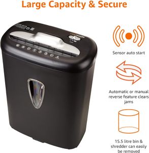 Amazon Basics 8-Sheet Cross Cut Paper Shredder – Home Office