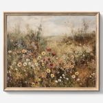 Vintage Wall art, Classical Paintings Poster Prints, Room Decor for Home Office Bedroom Living Room, Bathroom Wall Decor (Wildflower Meadow at Dusk, Unframed 8 x 10 Inch)