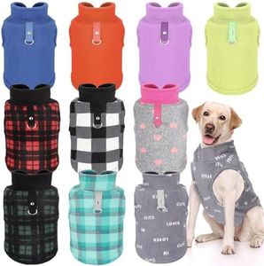Reginary 10 Pack Large Dog Sweaters Fleece Pet Dog Clothes with Leash Ring Soft Warm Winter Puppy Plaid Shirt(Stylish)