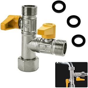 WENRERO Vanne 3 Voie Raccord T Robinet wc Douchette G 1/2 Vanne de Dérivation de Douche Valve en Laiton avec 3 Rondelles en Caoutchouc pour Salle de Bain, Cuisine
