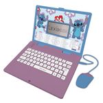 Lexibook, Disney Stitch, Bilingual English/Spanish Educational Laptop, 124 Language Activities, Writing, Maths, Logic, Music and Games, Boys and Girls, JC598Di2