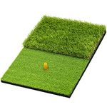 SAPLIZE 23" x 16" Foldable Golf Hitting Mat, 2-in-1 Golf Turf Grass Mat, Rough and Fairway for Hitting, Chipping and Putting Golf Practice and Training Mat for Indoor/Outdoor