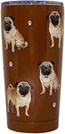 PETBELLA Pug Insulated Tumbler with Lid 16 oz Stainless Steel Vacuum Insulated Double Wall Travel Thermos Tumbler Dog Breed Design Thermos Mug with Splash Proof Lid