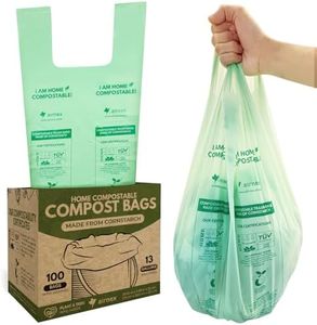 AIRNEX Compostable Kitchen Trash Bags13 Gal - Cornstrarch Leakproof & Tear Resistant 100 Compost Bags - OK Compost Home & Seedling Certified 0.25 mm Kitchen Garbage Bags
