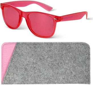 MOODVUES Dark Pink Color Therapy Glasses with Matching Case - Healing Colored Chromotherapy Chakra Light Therapy Glasses Eyewear to Support Mood, Relaxation, Focus & More - Colorful Sunglasses