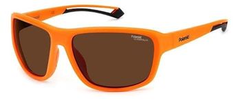 POLAROID Unisex Rectangular Sunglasses Matte Orange Frame, Brown Lens (62) - Pack of 1