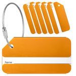 Yizhet Luggage Tags 6 Pcs Luggage Labels for Suitcases, Aluminium Alloy Suitcase Tags for Travel with Steel Loop, 6 Colors Travel Tags for Luggage Baggage Identity ID Labels (Gold)