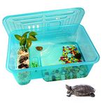 kathson Turtle Tank Aquarium, Turtle Habitat Reptile Plastic Terrarium Safe Durable, Turtles Topper Basking Platform, Prevent Tortoise from Climbing Escaping(Medium)