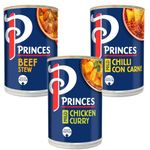 Tinned Meat Bundle With Princes Beef Stew 392g, Chilli Con Carne 392g and Mild Chicken Curry 392g (3 Pack)