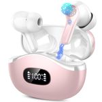 Wireless Earbuds, 2024 Bluetooth 5.4 Headphones with 4 ENC Noise Cancelling Mic, 40H Bluetooth Earbuds Deep Bass with LED Display, IP7 Waterproof Earphones Wireless for Android iOS Touch Control Pink