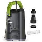 3/4HP 3000GPH Submersible Sump Water Pump, Simple Manual Control for Swimming Pool Garden Pond Basement Draining, with 16.4Ft Cord, Adapters, Check Valve and Rope