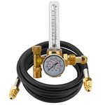 HighFree Argon/CO2 Regulator with 6.5ft Hose, TIG Welder MIG Welding Flowmeter 10 to 60 CFH - 0 to 4000 psi Pressure Gauge CGA580 Inlet Connection Gas Welder Welding Regulator