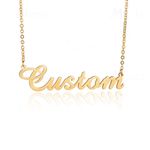 XLTTONG Personalised Name Necklace Custom Name Necklace 18K Gold Plated Nameplate Customized Jewelry Gift for Girl Women, Stainless Steel