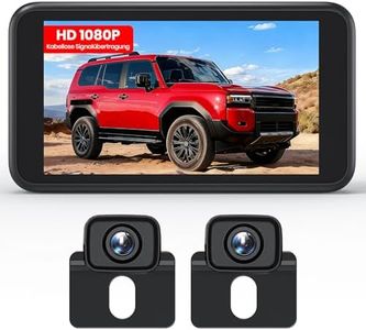 AUTO-VOX 2 Rückfahrkamera Kabellos：5" Monitor,Dual-Channel, 1080P HD & Farbnachtsicht, 30-Minuten Installation, IP69K-Wasserschutz Funk Rückfahrkamera Für SUV, Pickup und Auto