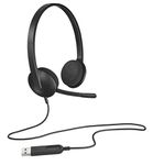 Logitech H340 Wired Headset, Stereo Headphones with Noise-Cancelling Microphone, USB, PC/Mac/Laptop - Black