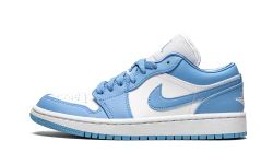 Nike Women's Air Jordan 1 Low UNC Basketball Shoe, University Blue/White, 11