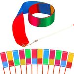 HiUnicorn 12PCS Colorful Dance Ribbons Ruban gymnastique Kids Loot Bag Items for Girls Rhythmic Gymnastics Ballerina Twirling Party Streamers Decoration, Circus Carnival Ribbon Silks Sticks Wands