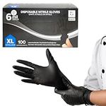 MiraPak Black Nitrile Disposable Gloves 6 Mil Extra Strength, Food-Safe,Latex & Powder Free, Textured Fingertips Gloves (Small)