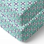 Bacati - Noah Tribal Mint/Navy 2 pack Crib Fitted Sheets (Dot/Cross Mint/Navy)