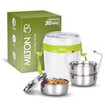 MILTON Futron Portable Electric Lunch Box I 3x360 ml Stainless Steel Conatiner I Auto Shut Off I Cool Touch Shock Proof Body I Perfect Hot Food for Office, Hostel, Travel I White