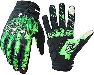 BRZSACR Skeleton Cycling Gloves Motorcycles Gloves Off-Road Vehicle MTB, Bicycle Gloves Shock Absorption Non-Slip Touch Screen Design,for Various Outdoor Sports (L, Green)