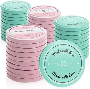 COM-FOUR® 40x Couvercles de rechange pour pots à confiture "Made with Love" - Couvercles à vis pour des pots yaourt ou des pots en verre - TO 82 mm (40 pièces)