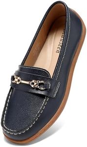 BEAUSEEN Women's Comfortable Penny Loafer with Classic Comfortable Work Flat Shoes for Casual Dressy Business Blue,11 US