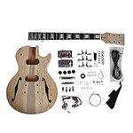 Semi Hollow DIY Guitar Kit LPSH Mahogany Semi hollow Body with Spalted Maple Veneer Top Chrome Fittings No Soldering By Coban Guitars