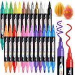 TBC The Best Crafts 24 Colors Dual Tip Acrylic Paint Markers,Waterproof, Non-Toxic, odorless, Suitable for Paper, Pottery, Stones, Backpacks, Glass, Eggs, Fabrics, Plastics, handicrafts