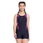 Speedo Girl's Hyperboom Splice Muscleback Legsuit Swimwear - True Navy & Berry