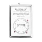 Philip Jones October (Tourmaline) Birthstone Stretch Charm Bracelet with Quote Gift Box