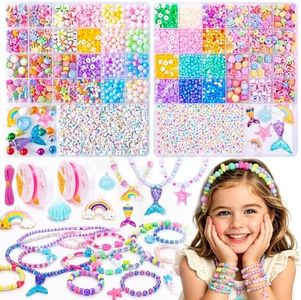 MiuCo Gifts for Girls Age 4+, Makes 35+ Bracelets, Necklaces, Jewellery Making Kit for Kids, Beads and Charms Set with Hair Accessories, Arts and Crafts Toys for Girls 5 6 7 8 9 10 Years Brand