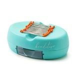 Beaditive Magnetic Pin Cushion with Drawer - Strong Magnet Pin Holder Cushions for Sewing - 50 Glass Head Quilting Pins Included - Chic Pincushion Caddy for Sewing Pins, Paper Clips (Turquoise)