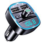 Mohard Bluetooth Car Adapter Kits, Bluetooth FM Transmitter for Car MP3 Player Mono Amplifiers, Hands-Free Calling, Dual USB Ports (5V/2.4A & 1A), LED Screen, Support TF Card & USB Flash Drive