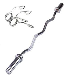 Kingkong Fitness Olympic EZ Curl Pull-Down Bar, Silver