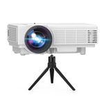 DRJ Upgrade 7500Lumens Mini Projector Outdoor Movie Projector with 100Inch Projector Screen, Full HD 1080P Projector Supported, Compatible with TV Stick, Video Games, HDMI, USB, TF, VGA, AUX, AV, PS4