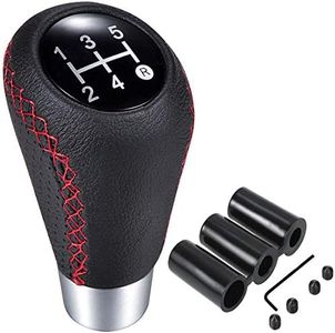 Semoss Pomos de Palanca de Cambios 5 Marchas Universal Cambio de Marchas con 3 Adaptadores 8mm 10mm 12mm,Piel