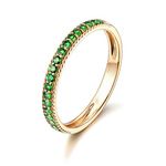 Daesar Wedding Ring For Women 18ct Gold Ring Band Elegant Simple Thin Rows Round Tsavorite Engagement Rings Gold Ring Size M 1/2